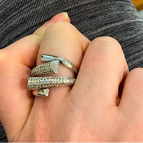 White Gold Micro Zircon Statement Ring - Picture 8 of 11